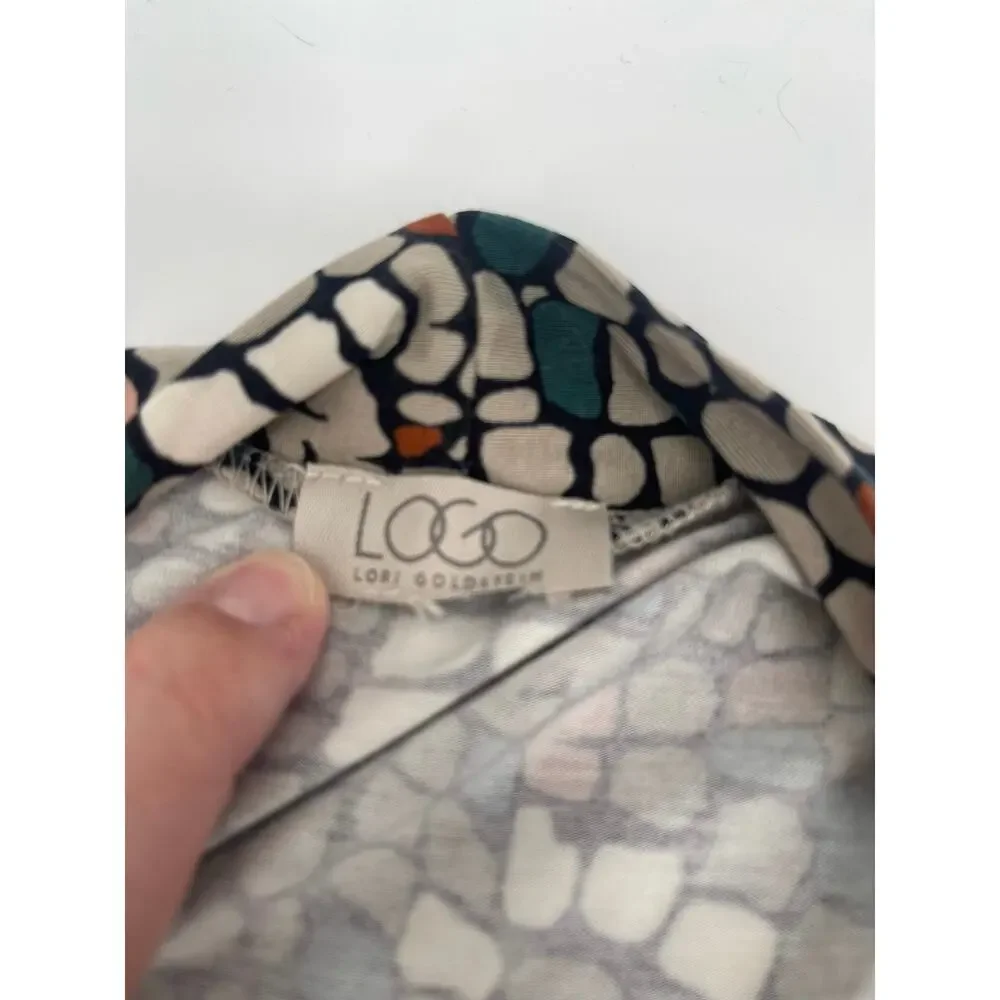 LOGO Lori Goldstein Womens Multicolor Mosaic Leticia Duster Size 1X Artsy Beachy